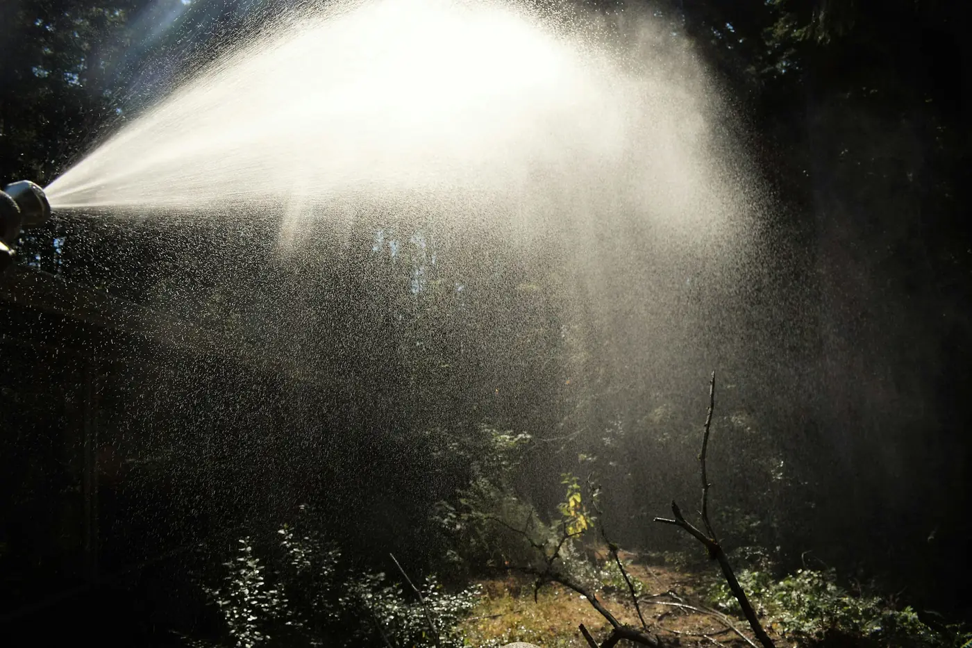 High-pressure stream of water spraying into the air